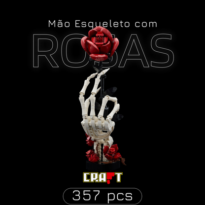 M&atilde;o de Esqueleto com Rosas (357 pe&ccedil;as)