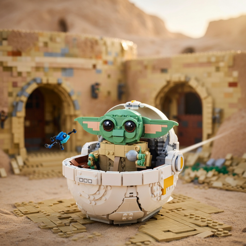 Baby Yoda no Carrinho Flutuante (1048 pe&ccedil;as)