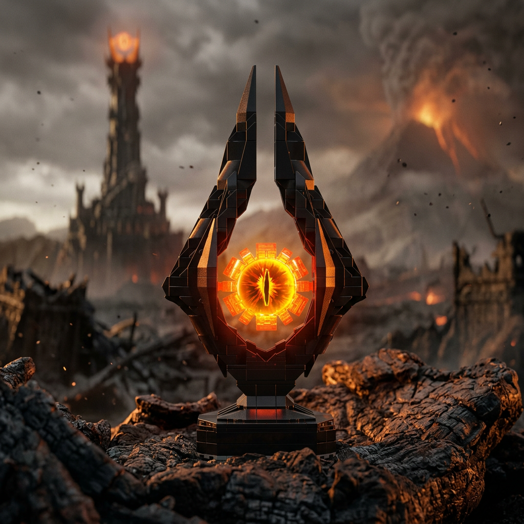 O Senhor dos An&eacute;is - Olho de Sauron com Ilumina&ccedil;&atilde;o (925 pe&ccedil;as)