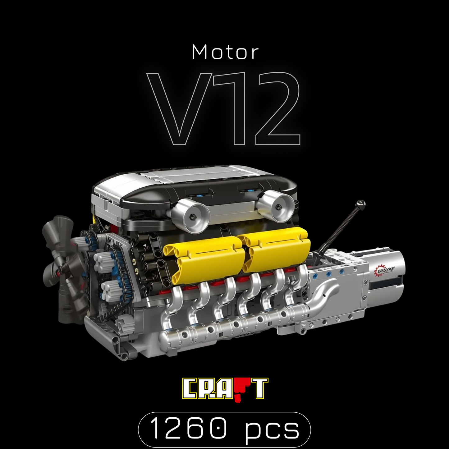 Motor V12 Lambo com C&acirc;mbio (1260 pe&ccedil;as)