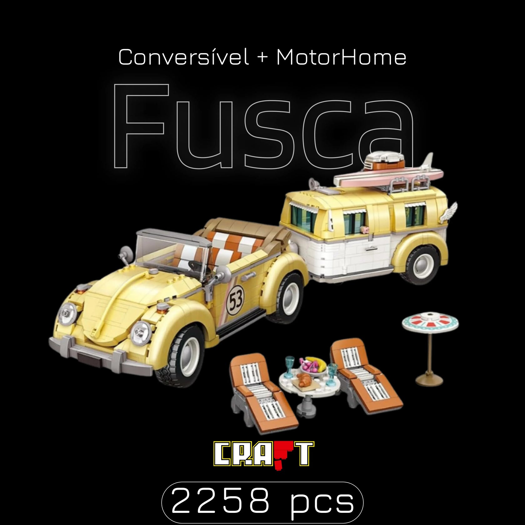 Fusca Convers&iacute;vel + MotorHome (2258 p&ccedil;s)
