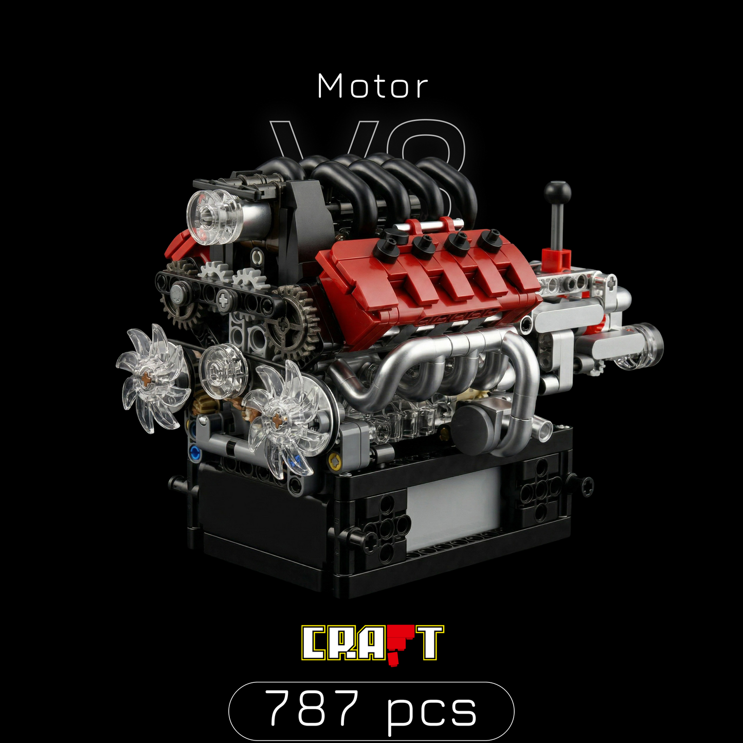 Motor com Transmiss&atilde;o V8 (787 pe&ccedil;as)