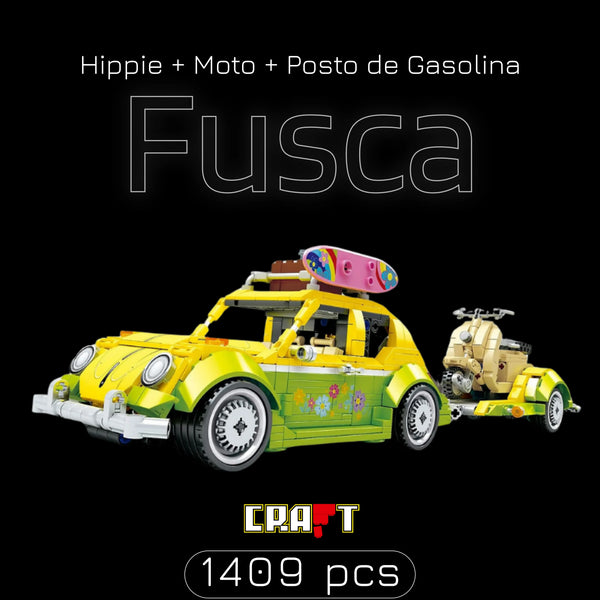 Fusca Hippie + Moto + Posto de Gasolina (1409 pe&ccedil;as)