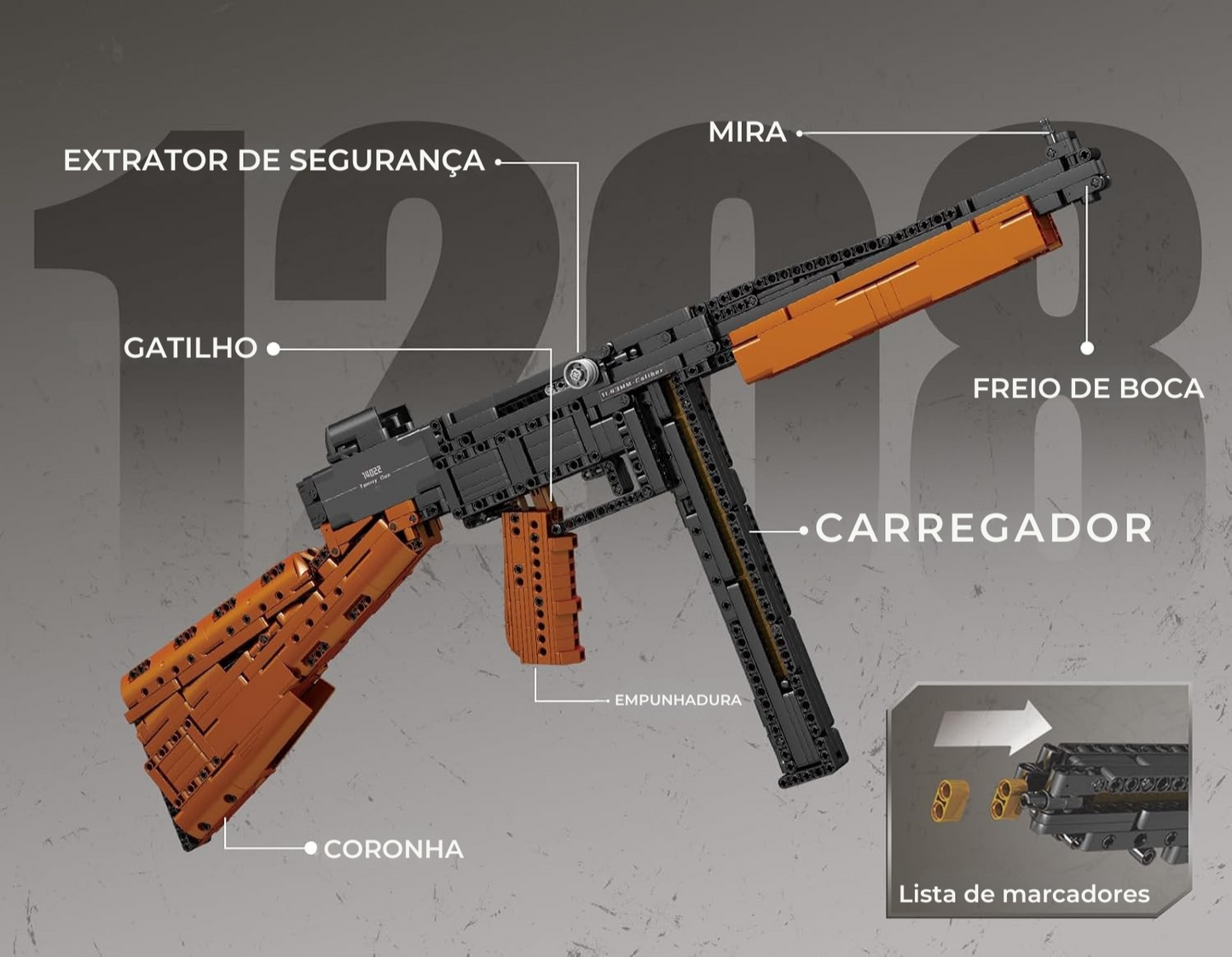 Submetralhadora Tommy Gun (1208 pe&ccedil;as)