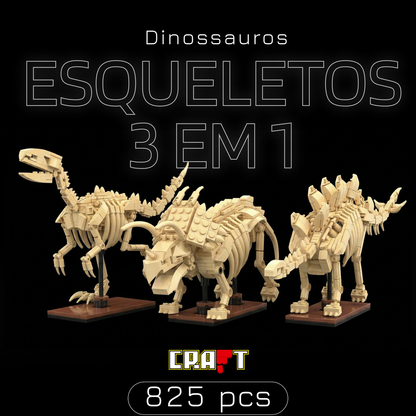 Dinossauros - Esqueletos 3 em 1 (825 pe&ccedil;as)