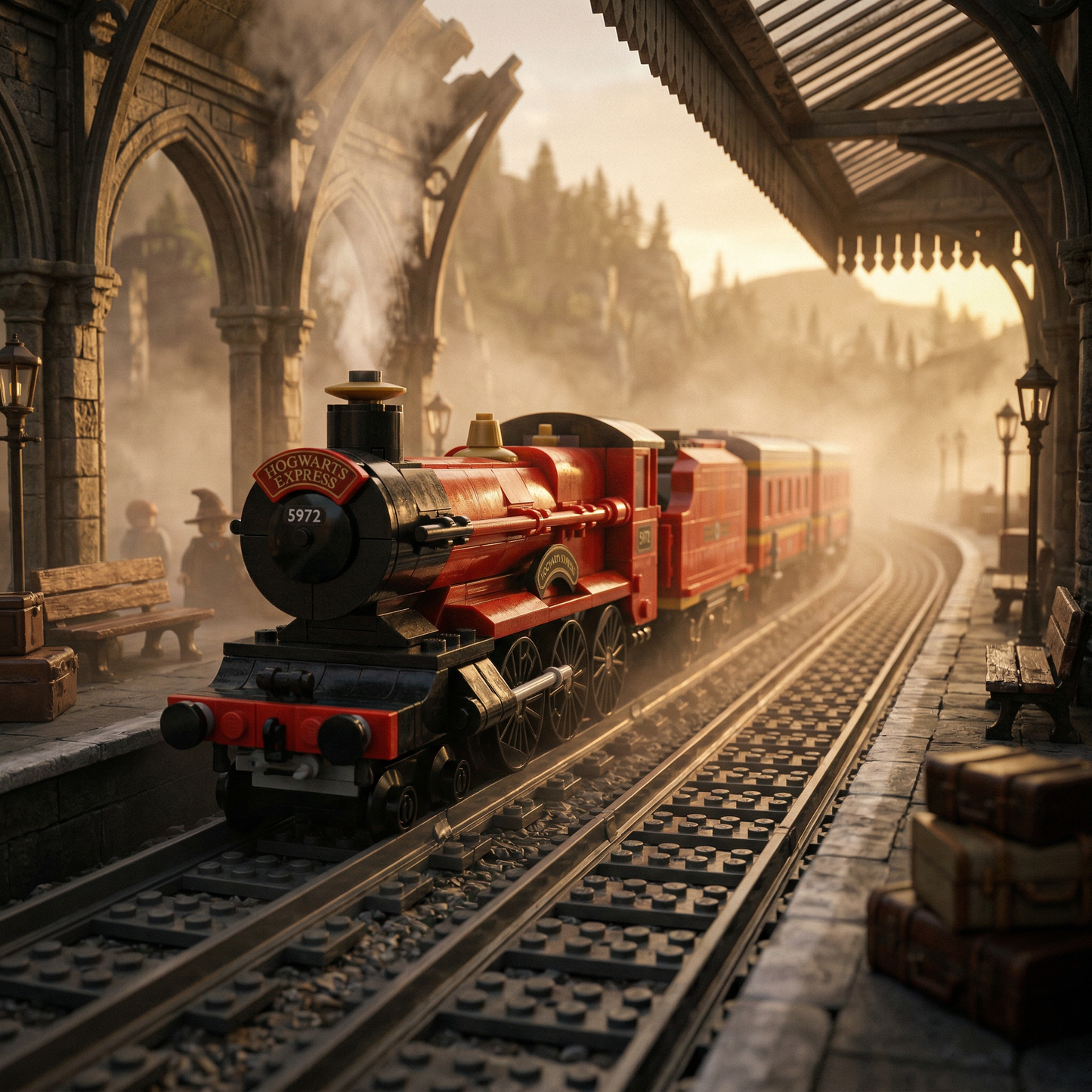 Harry Potter - Expresso de Hogwarts e Esta&ccedil;&atilde;o de Hogsmeade (1074 pe&ccedil;as)
