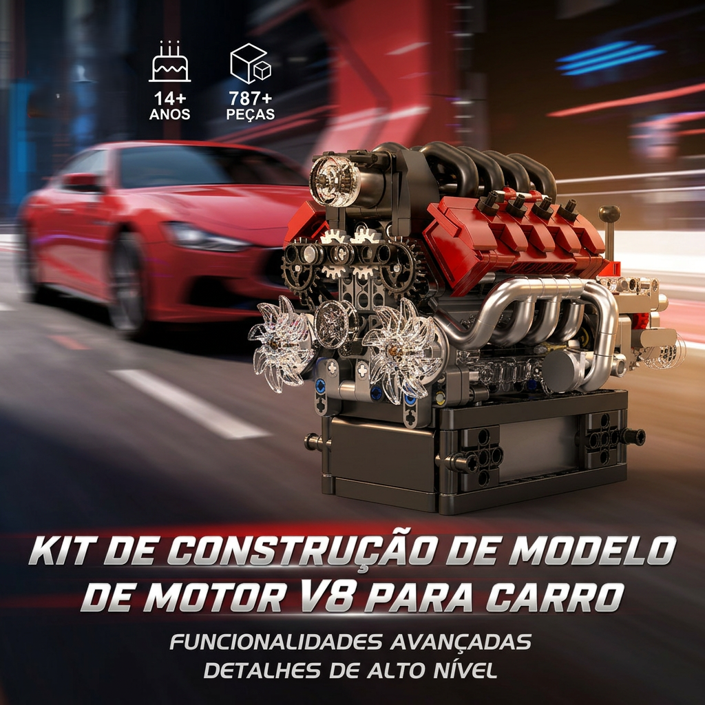 Motor com Transmiss&atilde;o V8 (787 pe&ccedil;as)
