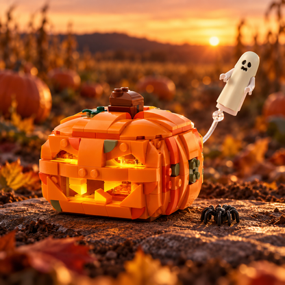 Halloween: Lanterna de Ab&oacute;bora (323 pe&ccedil;as): cena ambientada, campo de aboboras.