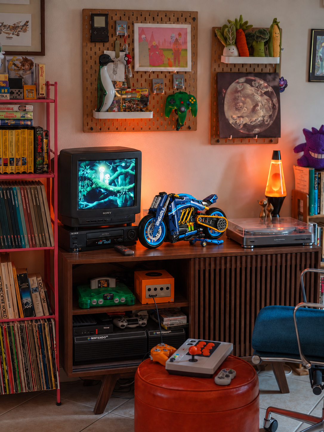 Moto conceito W4 em miniatura em estante retr&ocirc;