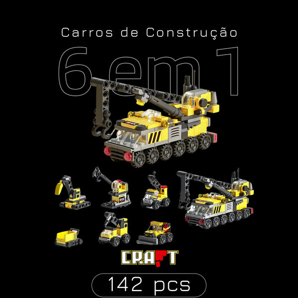 6 Carros de Construção em 1 (142 peças)