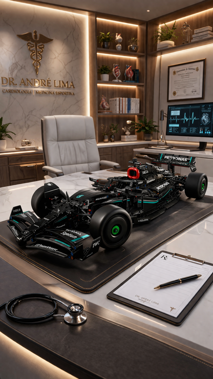 Compre Junto! Miniatura da F&oacute;rmula-1 Mercedes AMG W14 + Quadro Fosco