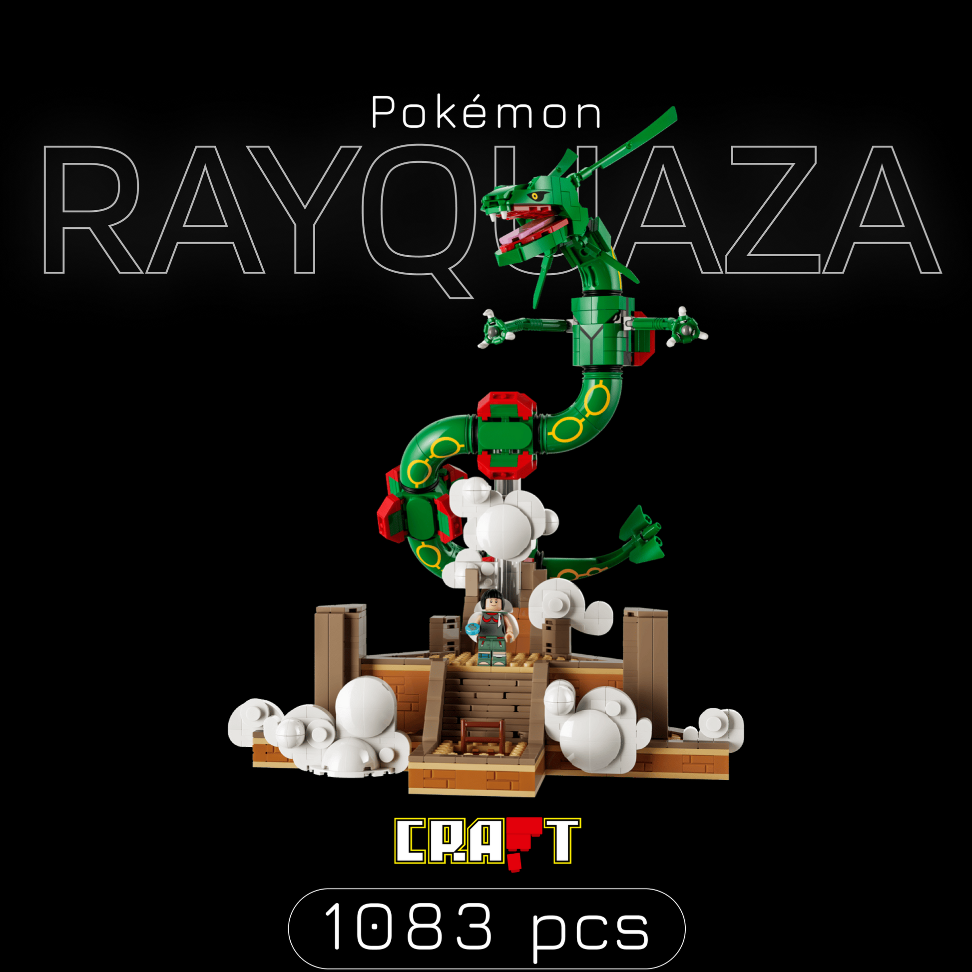 Pok&eacute;mon Rayquaza, capa Brics Craft, 1083 pe&ccedil;as