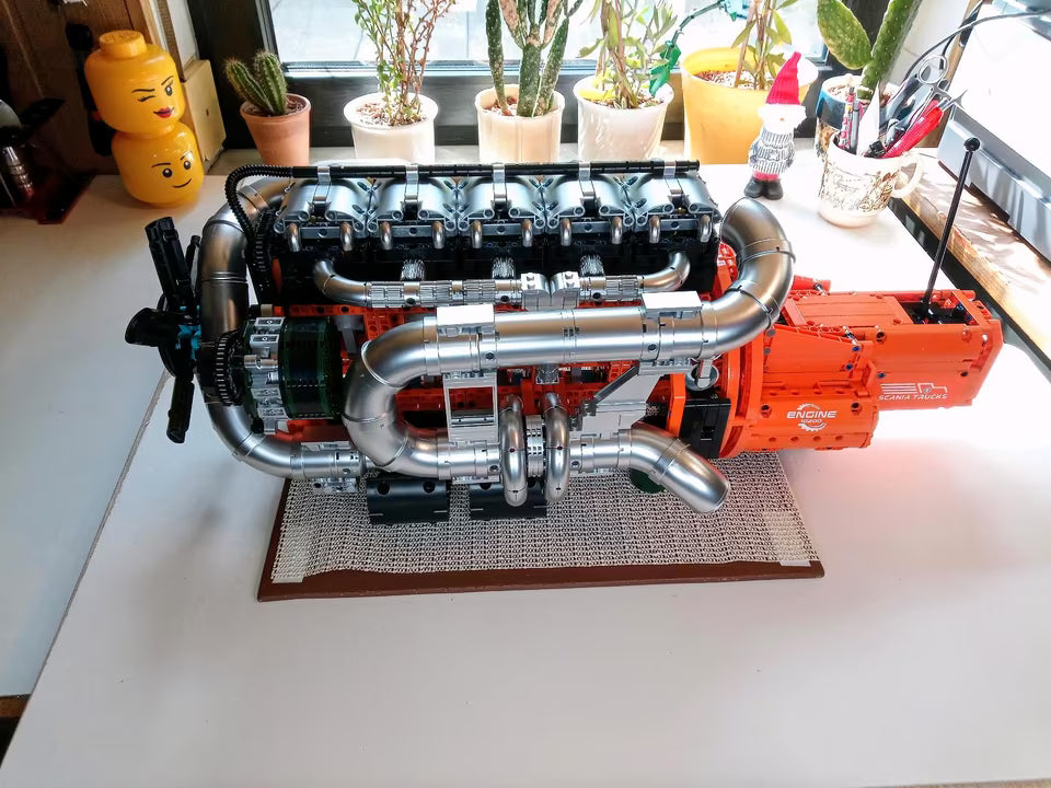 Motor Inline-6 com Transmiss&atilde;o (3236 pe&ccedil;as) - Brics Craft