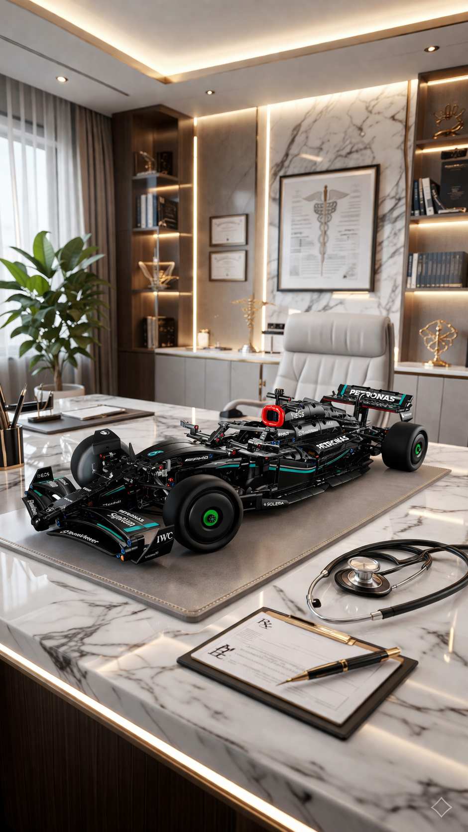 Compre Junto! Miniatura da F&oacute;rmula-1 Mercedes AMG W14 + Quadro Fosco
