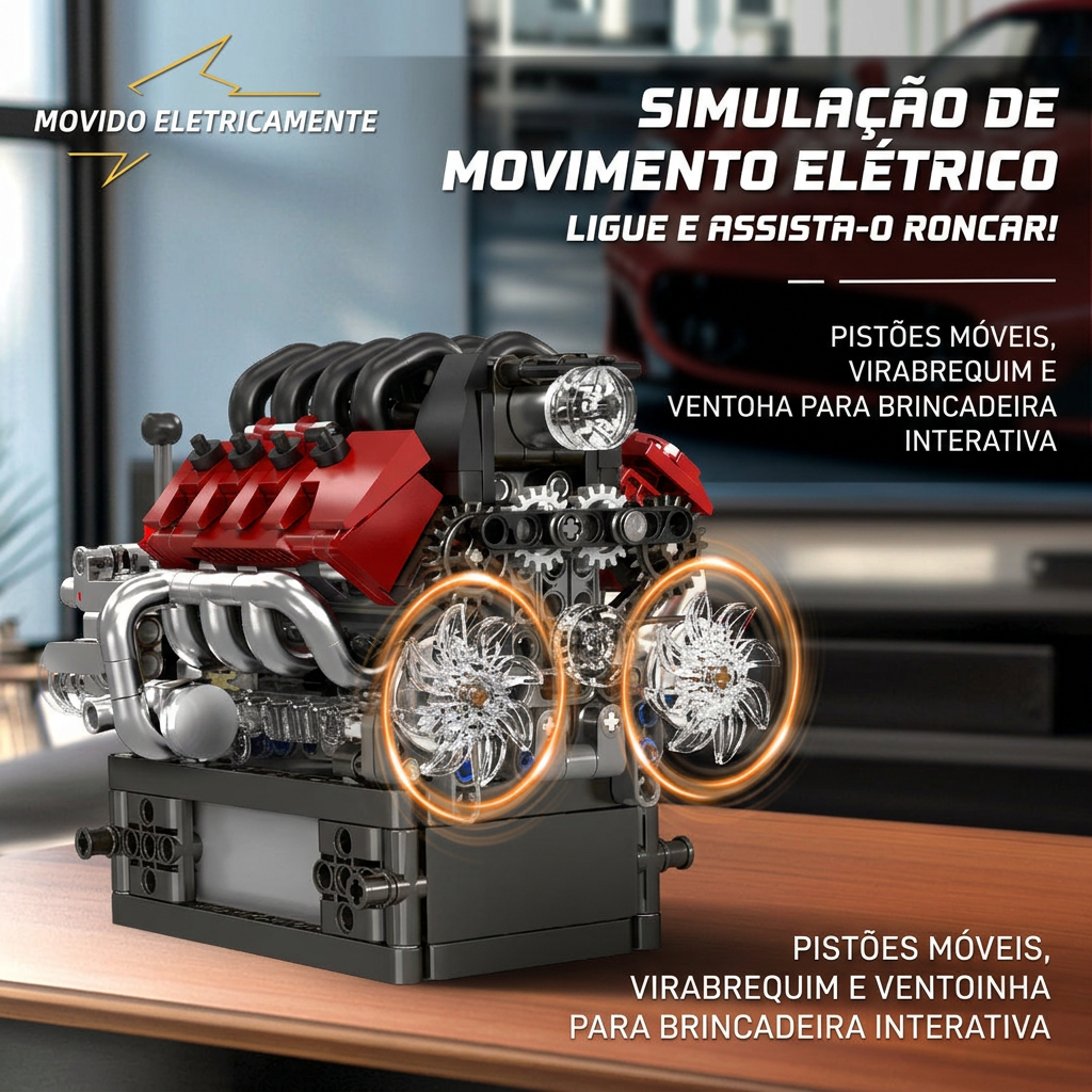 Motor com Transmiss&atilde;o V8 (787 pe&ccedil;as)