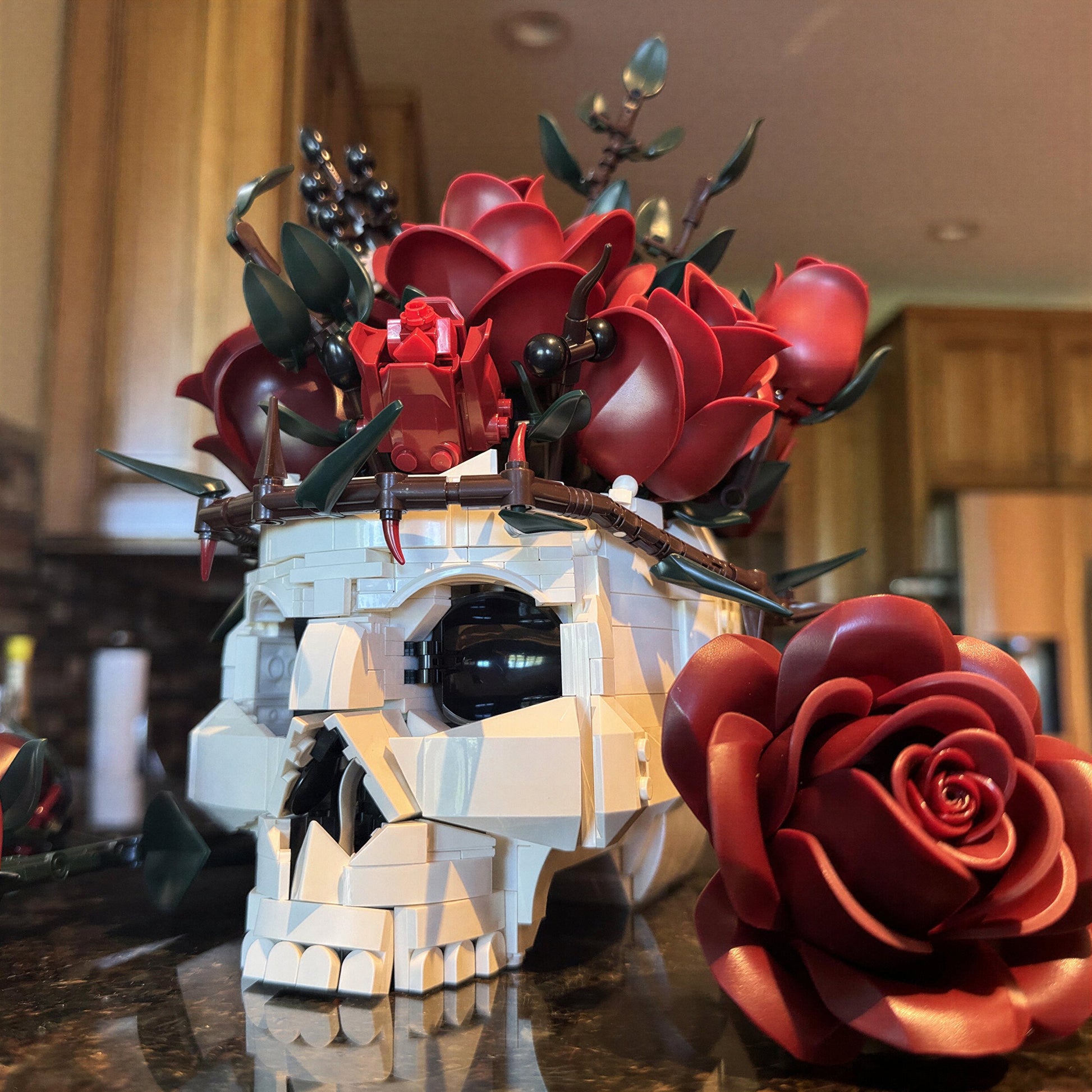 Caveira G&oacute;tica e Rosas (1079 pe&ccedil;as)