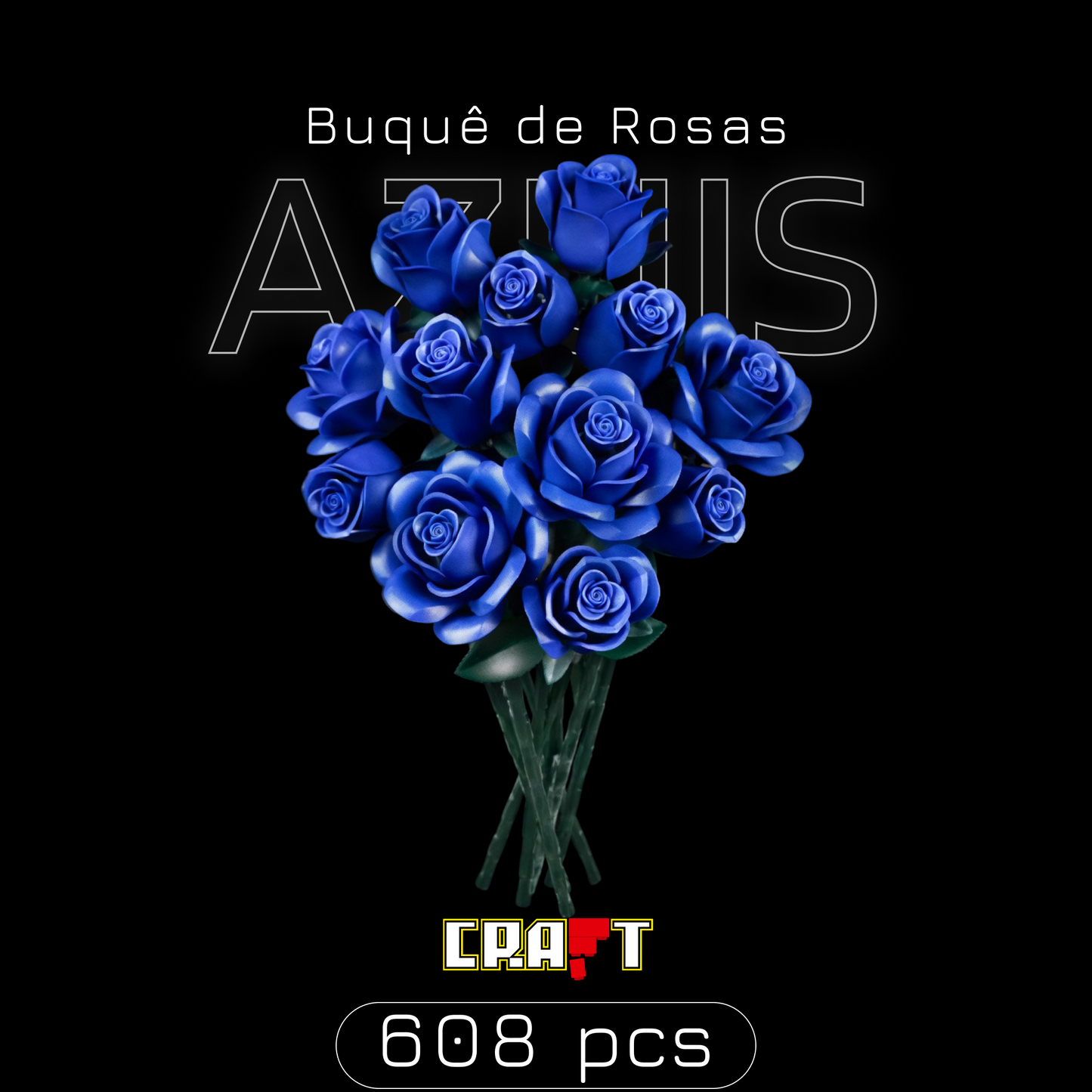 Buqu&ecirc; de Rosas Azuis (608 pe&ccedil;as)