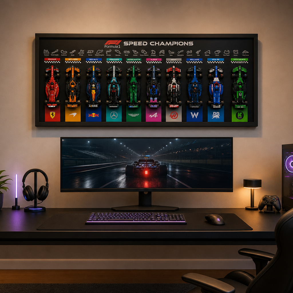 Quadro Speed Champions horizontal 100x40 em espa&ccedil;o gamer premium
