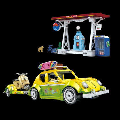 Fusca Hippie + Moto + Posto de Gasolina (1409 p&ccedil;s) - Brics Craft