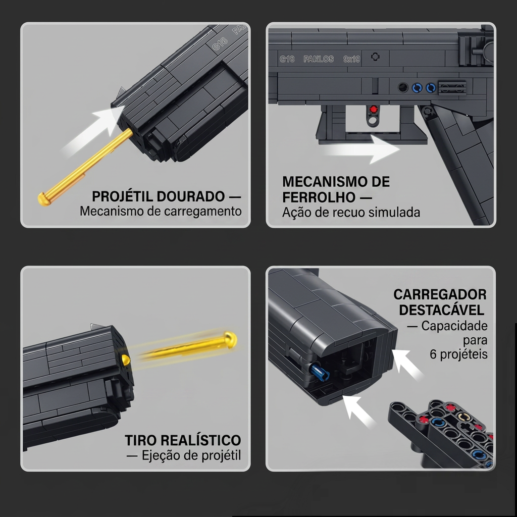 Pistola G18 Autom&aacute;tica (336 pe&ccedil;as)