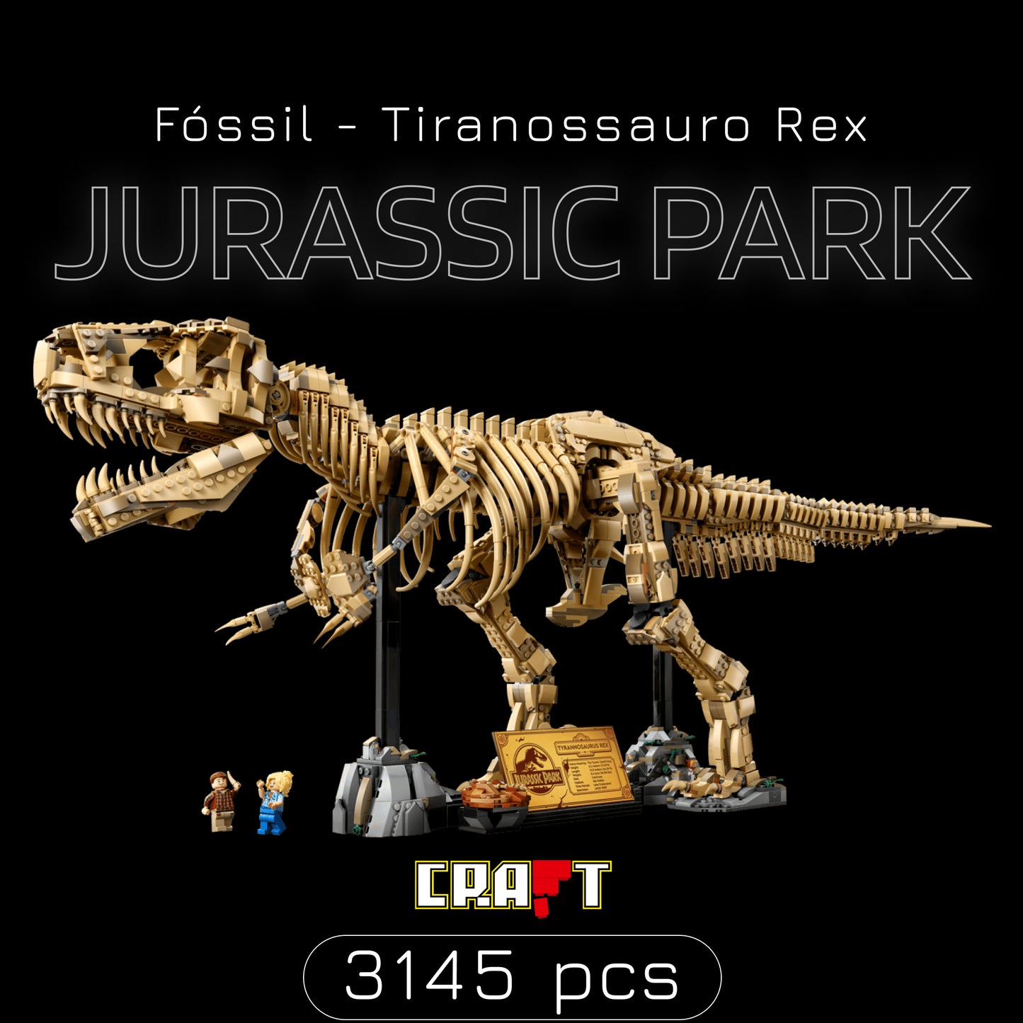 Oferta Exclusiva deste An&uacute;ncio | F&oacute;ssil do Tiranossauro Rex - Jurassic Park (3145 pe&ccedil;as)