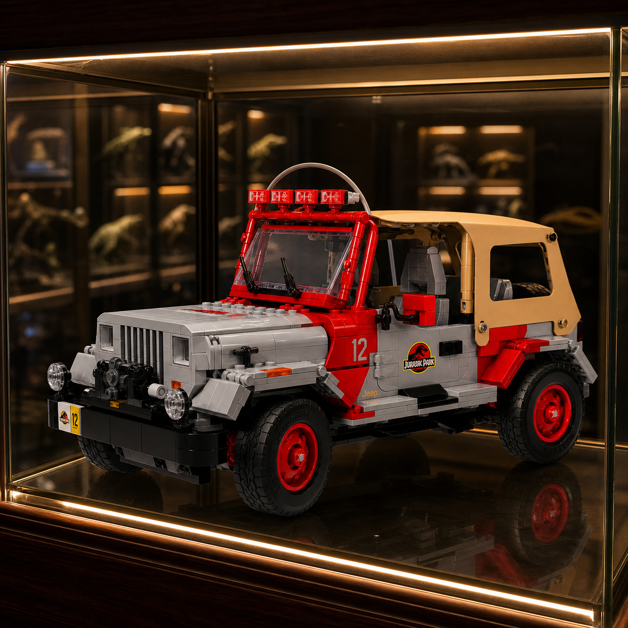 Jeep Wrangler de blocos em vitrine de colecionador