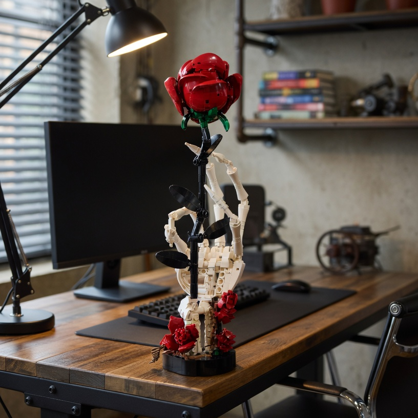 M&atilde;o de Esqueleto com Rosas (357 pe&ccedil;as)