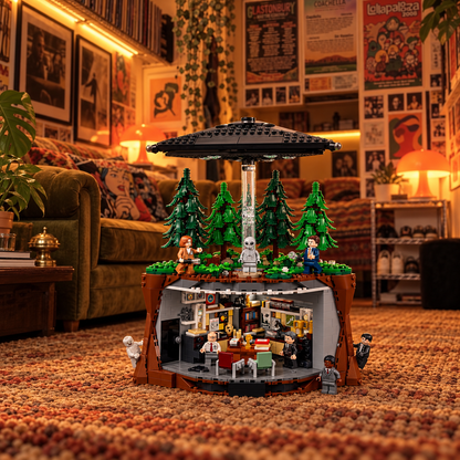 Cena 02: conjunto LEGO Arquivo X em ambiente tem&aacute;tico, fotografia de produto ambientada.