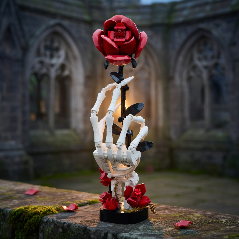 M&atilde;o de Esqueleto com Rosas (357 pe&ccedil;as)