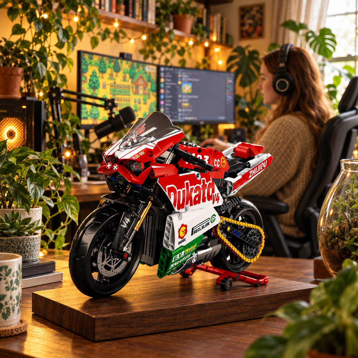 Ducati Panigale V4 em blocos em ambiente de exposi&ccedil;&atilde;o