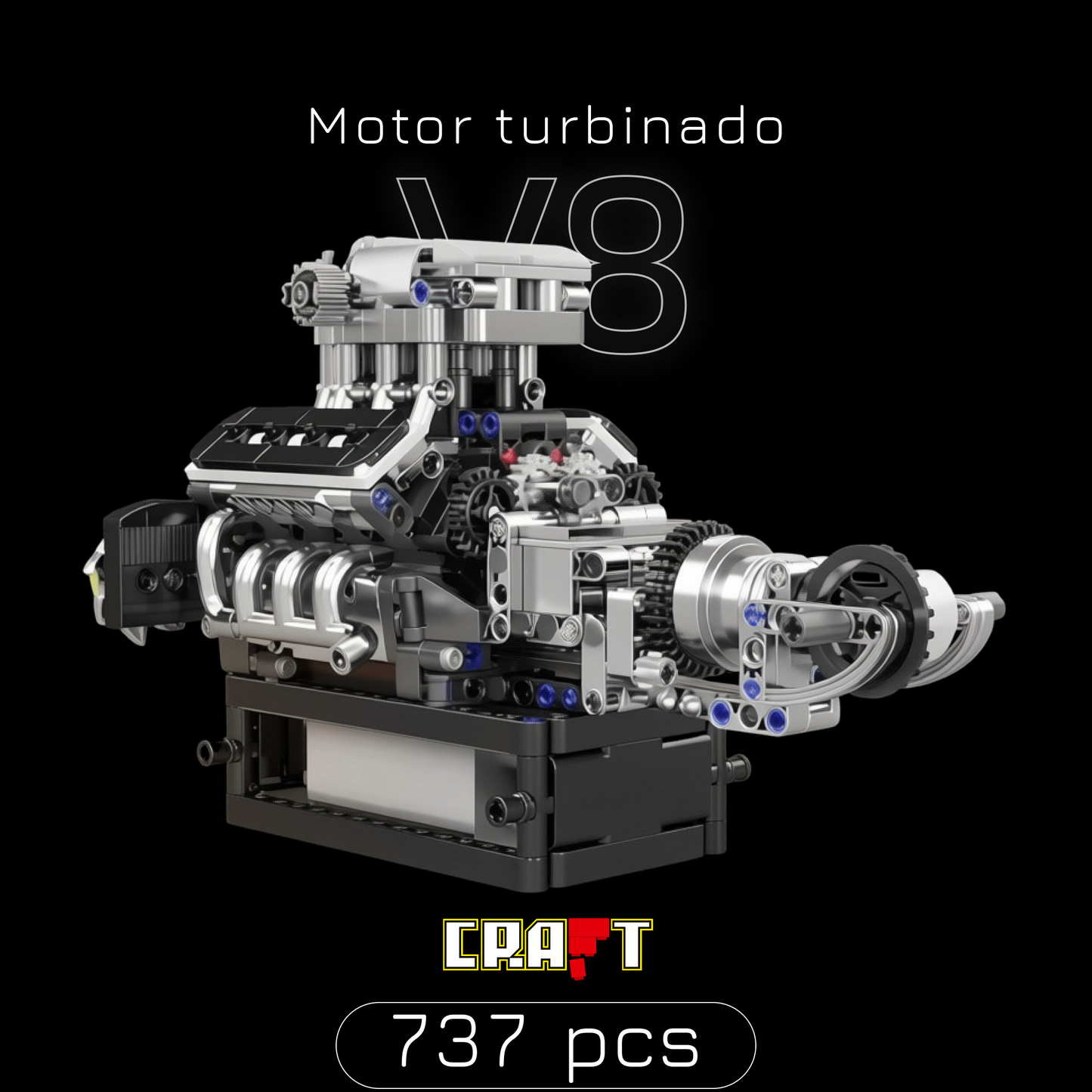 Motor V8 Turbinado (737 pe&ccedil;as)