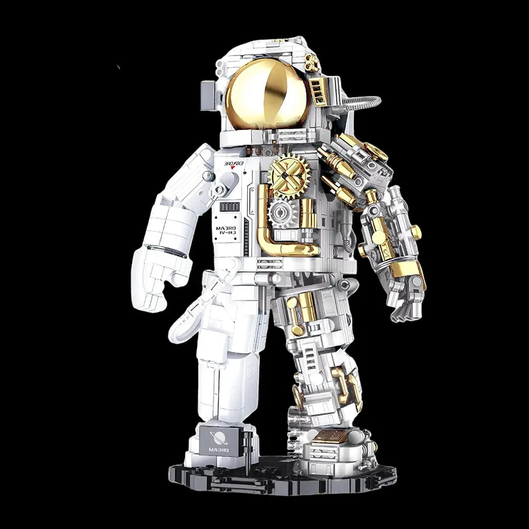 Astronauta em blocos de montar, vista lateral