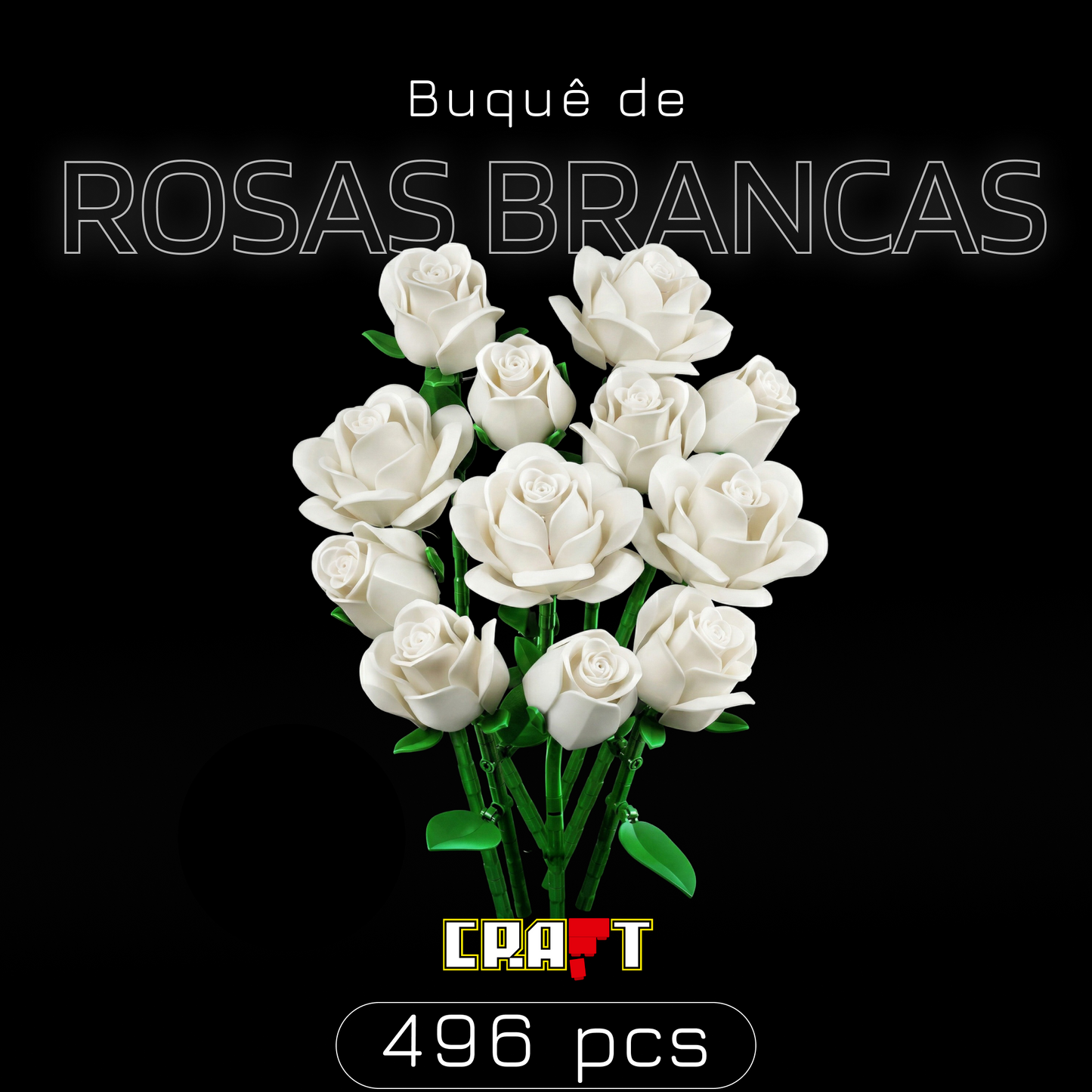 Buqu&ecirc; de Rosas Brancas (496 pe&ccedil;as)