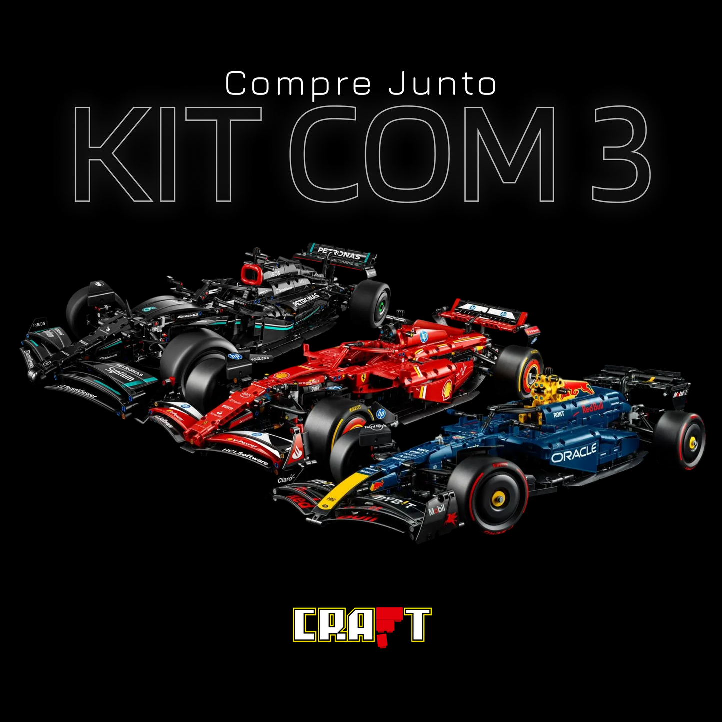 Compre Junto! As Tr&ecirc;s F&oacute;rmula-1 Mais Vendidas (Ferrari SF24, Mercedes AMG W14, Red Bull RB20)