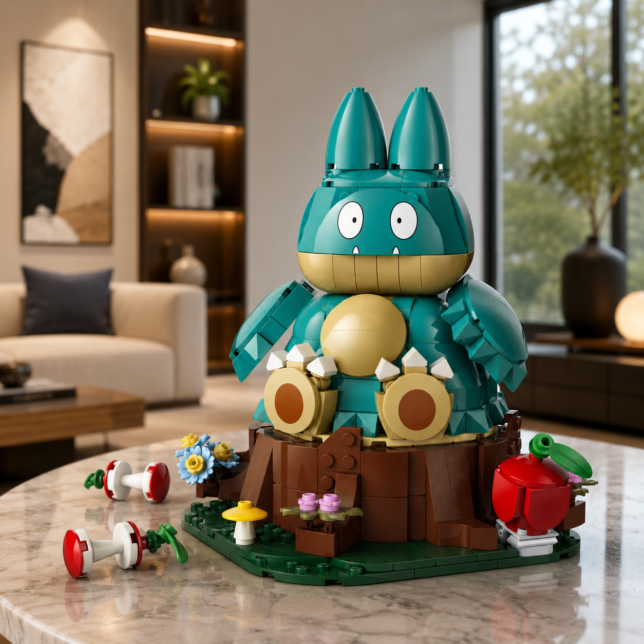 Munchlax montado como pe&ccedil;a de exposi&ccedil;&atilde;o em sala