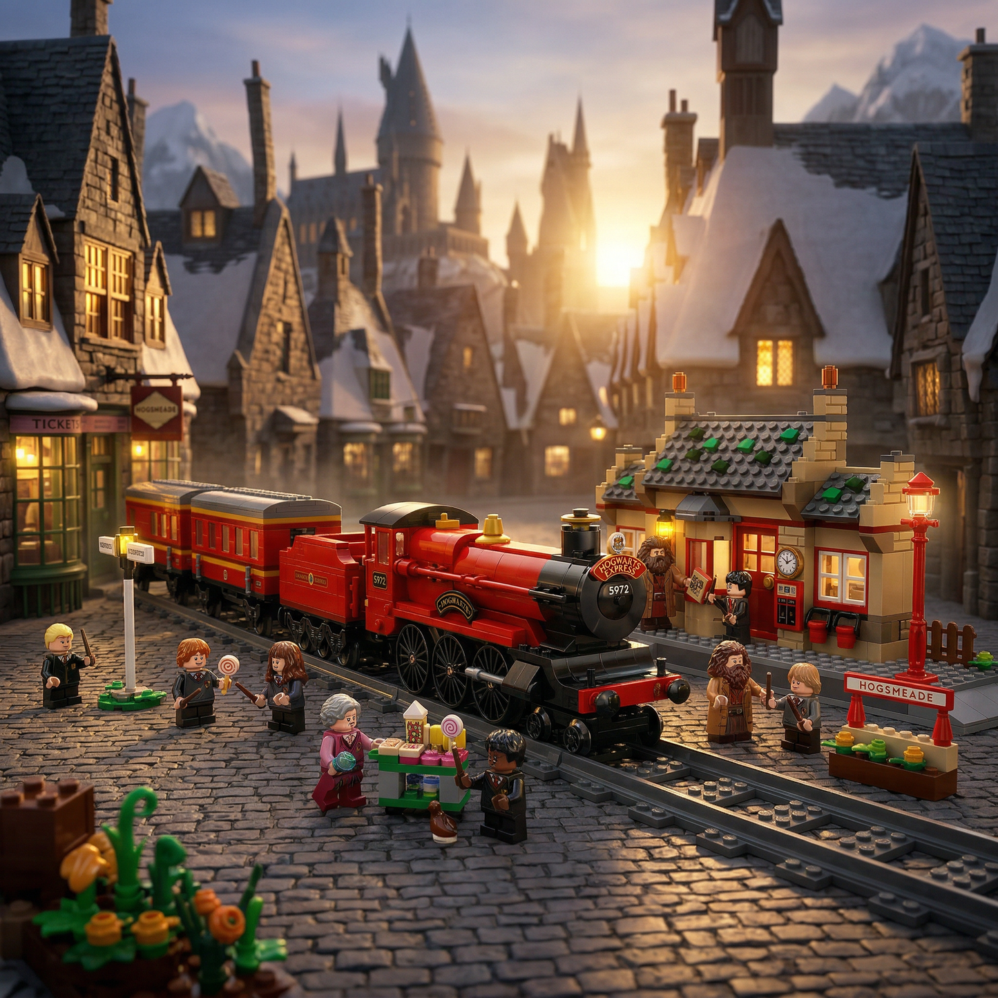 Harry Potter - Expresso de Hogwarts e Esta&ccedil;&atilde;o de Hogsmeade (1074 pe&ccedil;as)