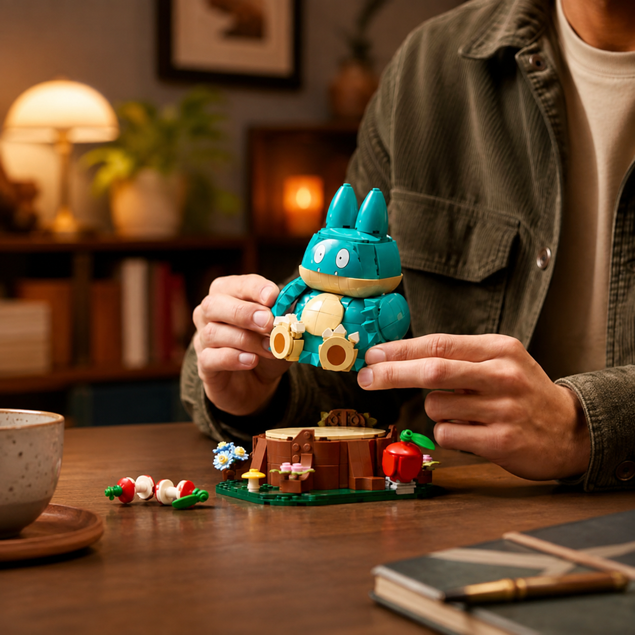Munchlax em m&atilde;os mostrando a figura e a base separadamente